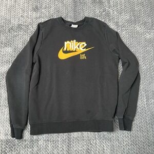 Nike Women's Club Fleece French Terry Graphic Sweatshirt Small Black